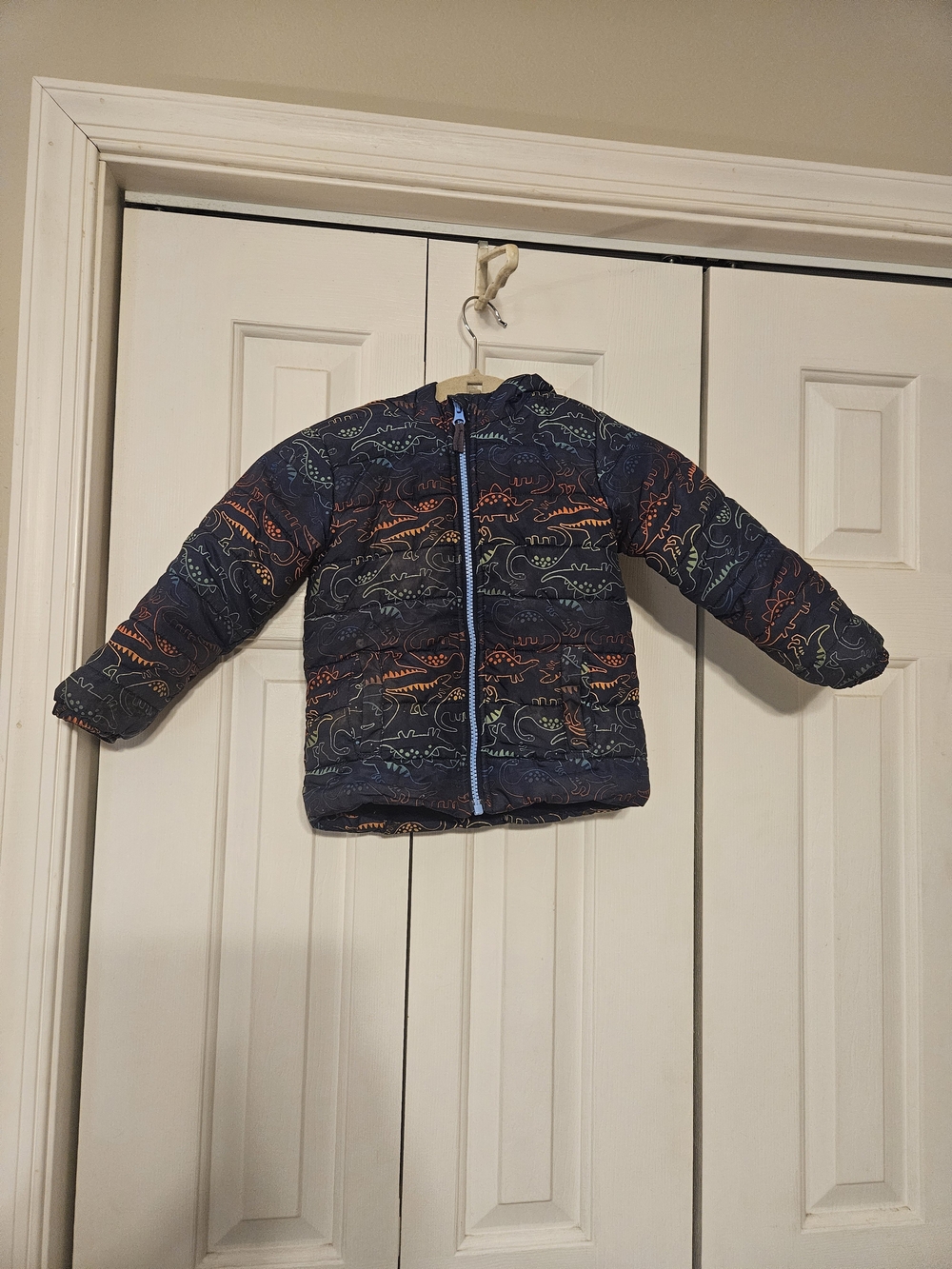 Little Me Boys Dinosaur Puffer Jacket Hooded Dino Coat Size 3T